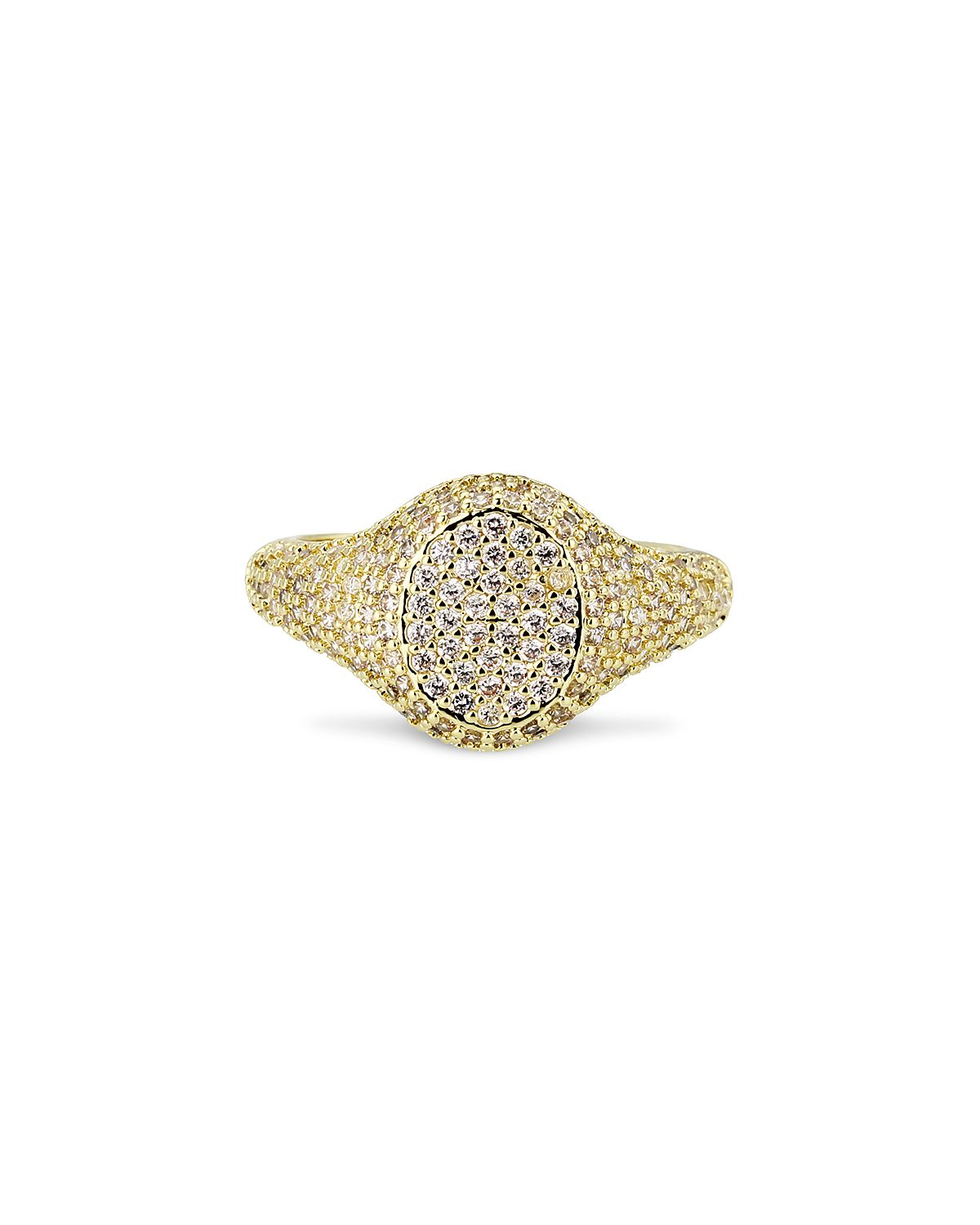 Aqua Pave Oval Signet Ring - Exclusive