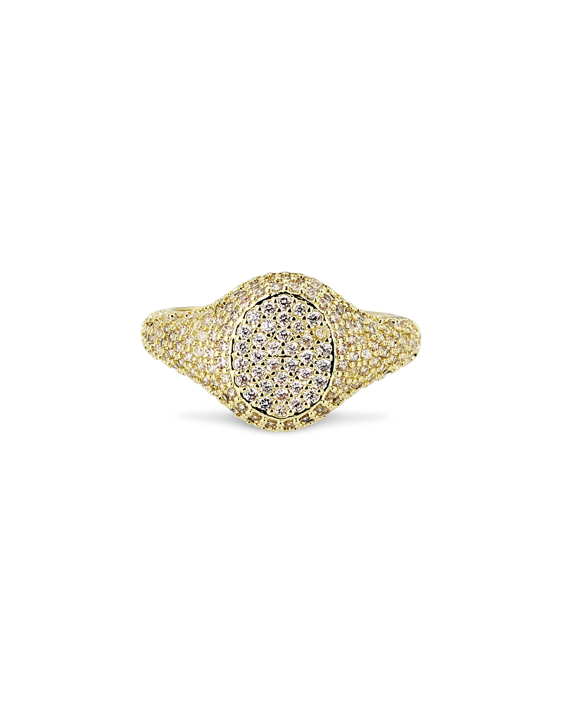 Aqua Pave Oval Signet Ring - Exclusive