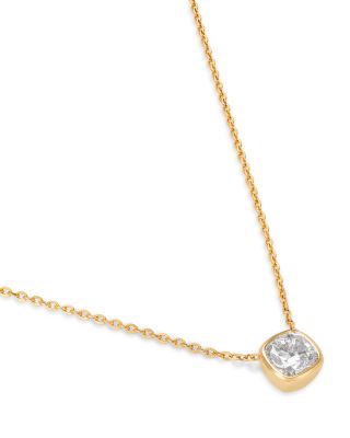 Luxe Collection Certified Lab Grown Diamond Cushion Bezel Solitaire Pendant Necklace in 14K Yellow Gold, 1.5 tcw