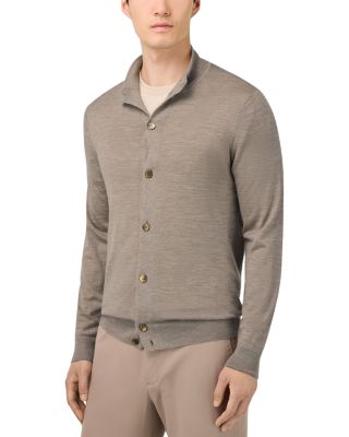 Wool Silk Cashmere Mock Neck Cardigan