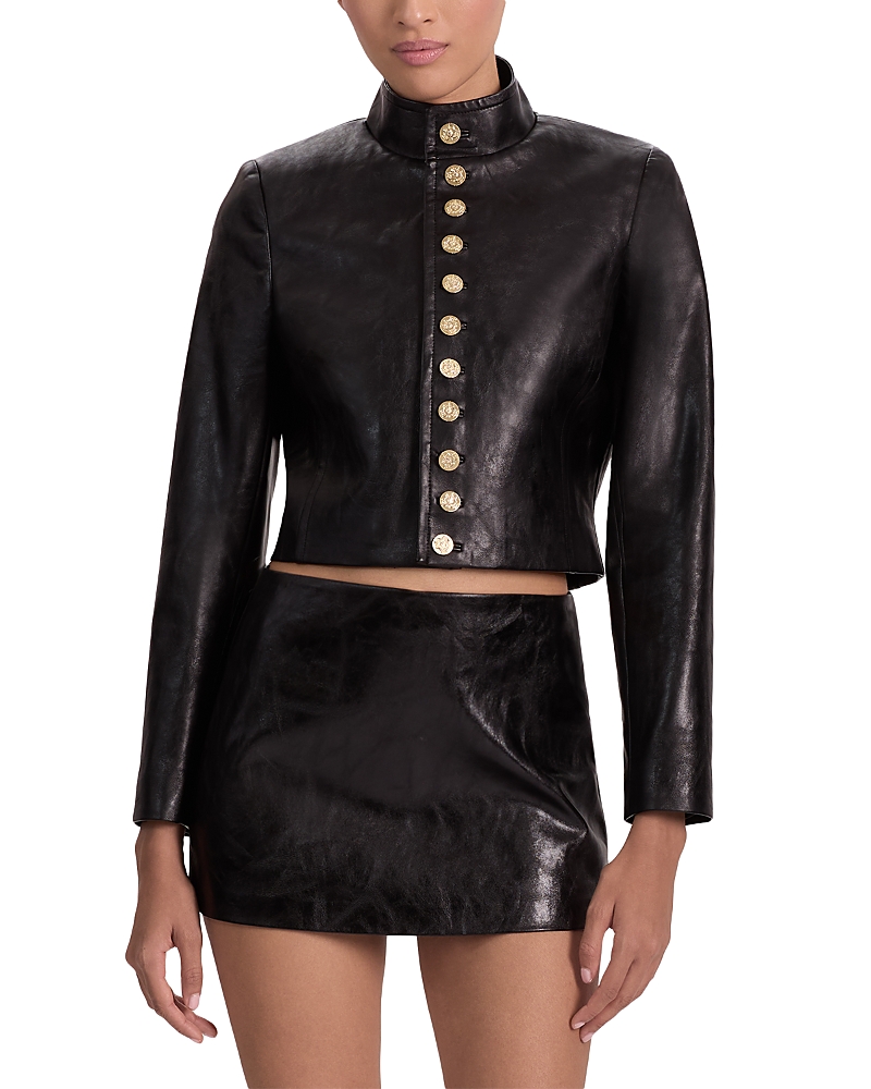 Alice And Olivia Emerson Faux Leather Jacket In Black