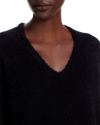 Fringed Cotton V Neck Sweater