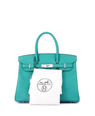 Birkin 30 Handbag Blue Epsom with Palladium Hardware