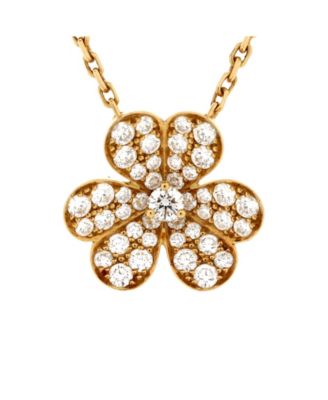 Small Frivole Pendant Necklace 18K Gold with Pave Diamonds, 14.75 - 16.5"