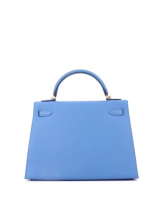 Kelly 32 Handbag Blue Epsom with Gold Hardware
