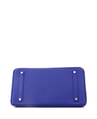 Birkin 35 Handbag Blue Epsom with Palladium Hardware
