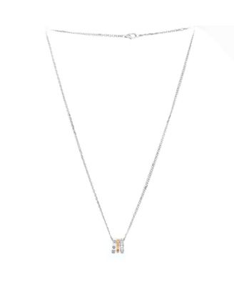 Love 3 Ring Pendant Necklace 18K Rose Gold and 18K White Gold with Diamonds, 14.75 - 16"