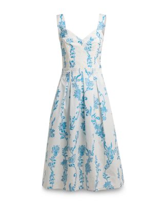 Floral Embroidered Midi Apron Dress
