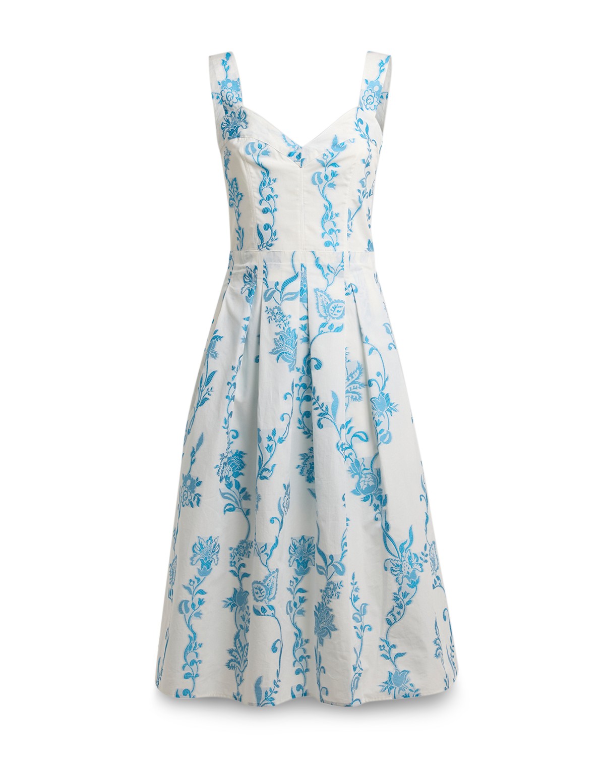 Etro Floral Embroidered Midi Apron Dress in Blue Multi