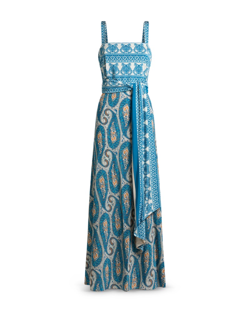 Etro Wrap Flared Maxi Dress in Print On W