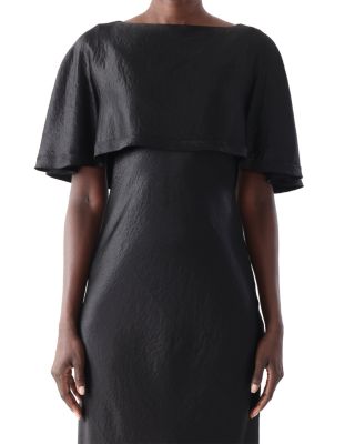 Washed Twill Cape Midi Dress