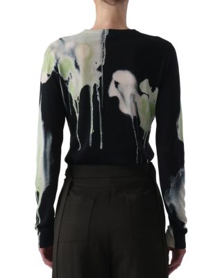 Watercolor Floral Merino Wool Crewneck Sweater