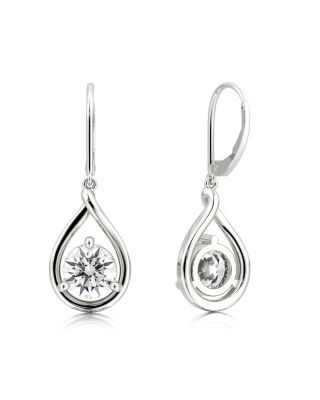Pear Silhouette Earring in 14K Gold, 1.5ctw Round Brilliant Lab Created Diamonds