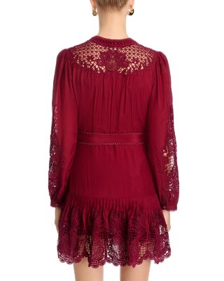 Long Sleeve Lace Detail Mini Dress