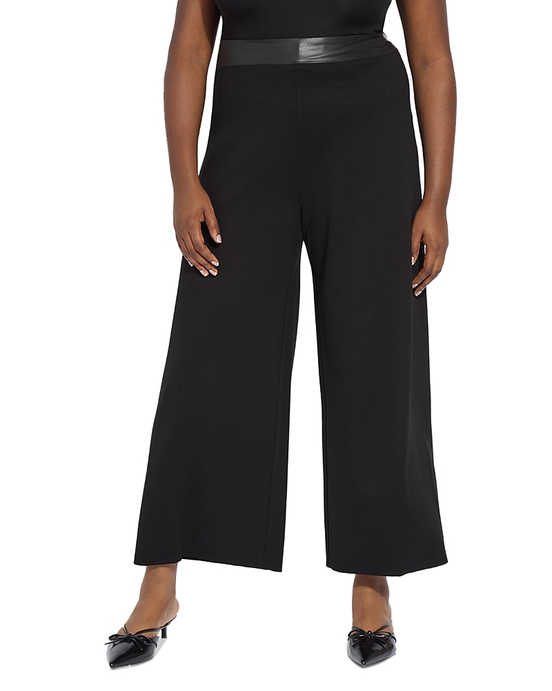 Lyssé Plus Denver High Waist Wide Leg Ponte Pants In Black