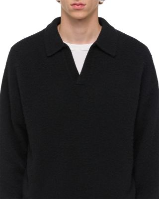 Brushed Open Collar Polo Sweater