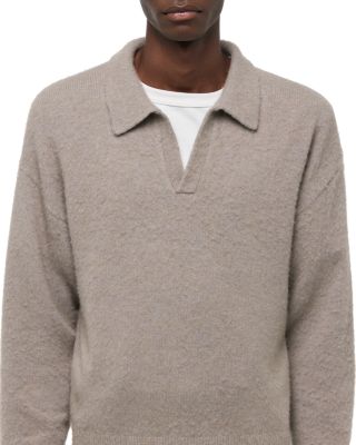 Brushed Open Collar Polo Sweater