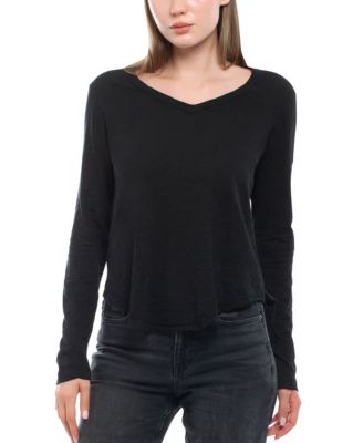  Long Sleeve Raw Hem Shirttail Tee