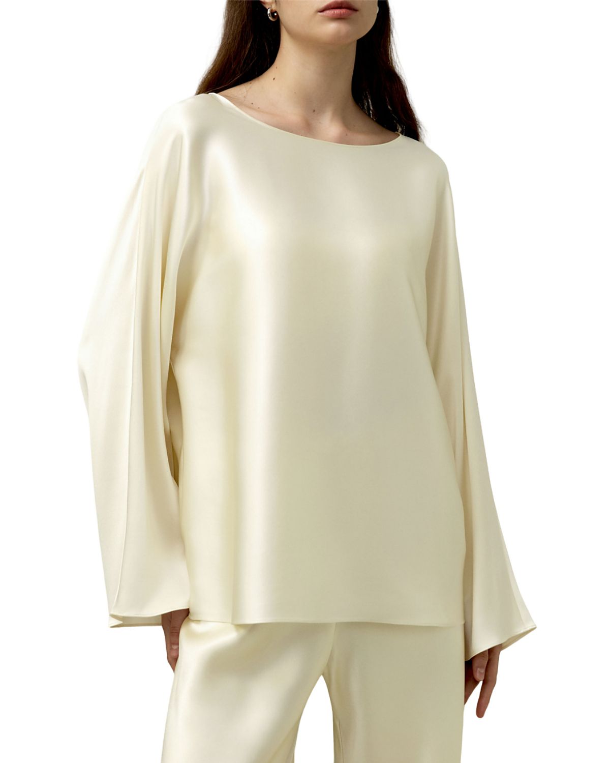 Silk Charmeuse Crewneck Top