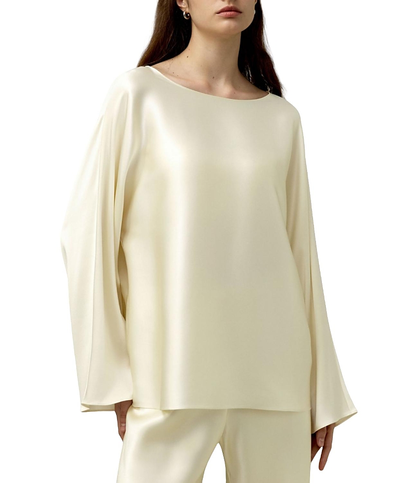 Lilysilk Silk Charmeuse Crewneck Top In White