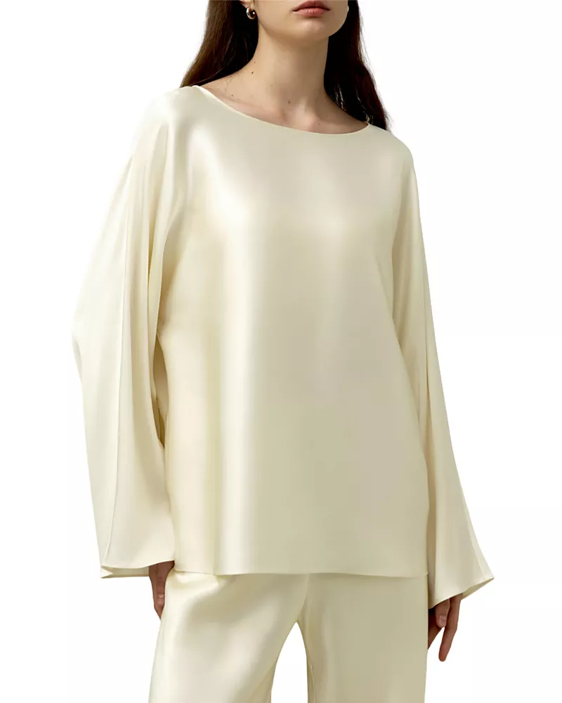 Silk Charmeuse Crewneck Top
