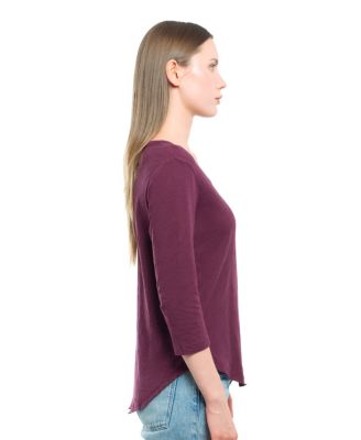 3/4 Sleeve Raw Hem Shirttail Tee