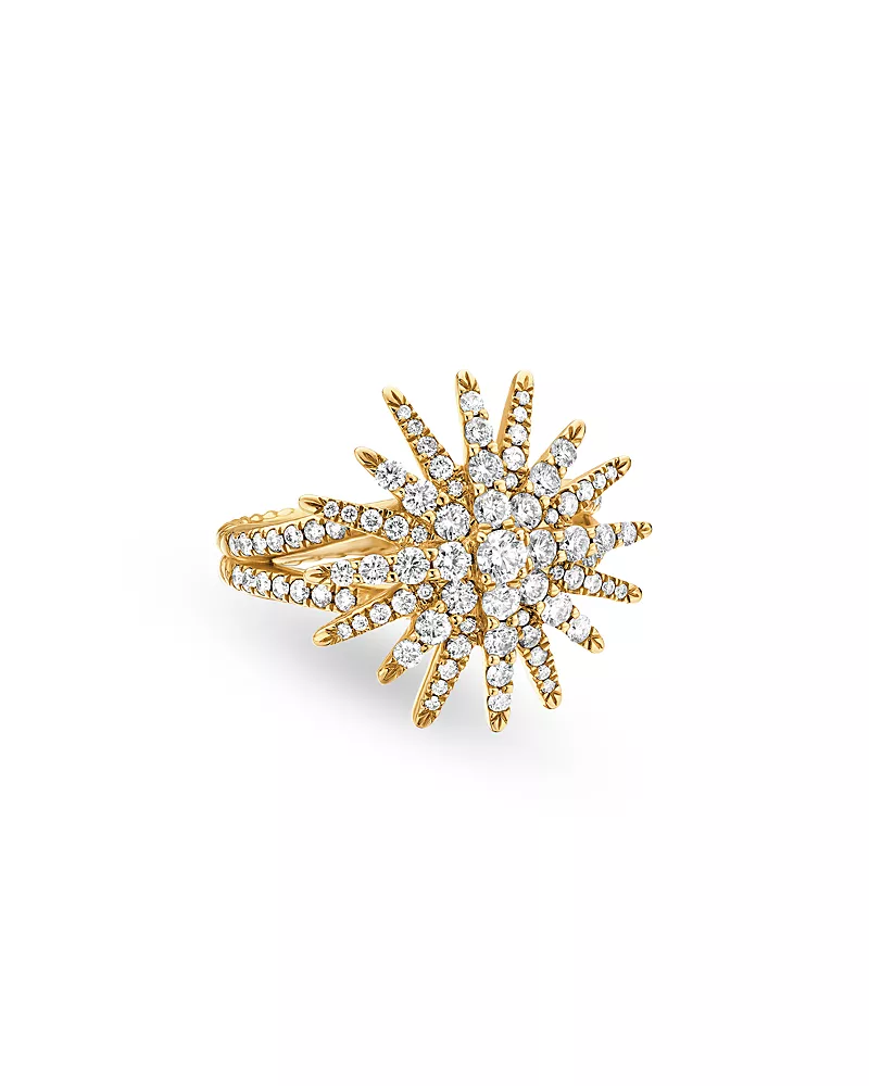 Starburst Ring in 18K Yellow Gold with Diamonds, 20mm