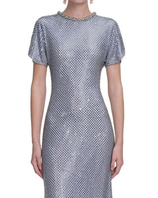 Rhinestone Mesh Midi Dress