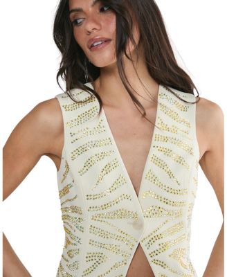  Zebra V-Neck Tailored Vest