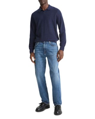 Boiled Cashmere Feed Striped Johnny Collar Sweater