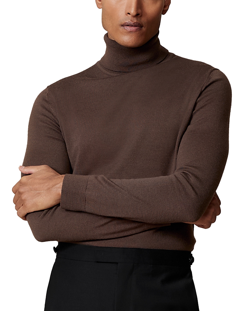 Reiss Caine Slim Fit Roll Neck Sweater In Brown
