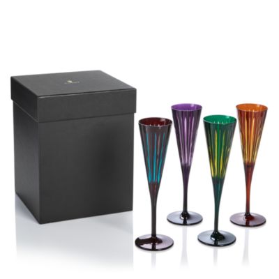 Prism Champagne Flutes, Set of 4, Assorted