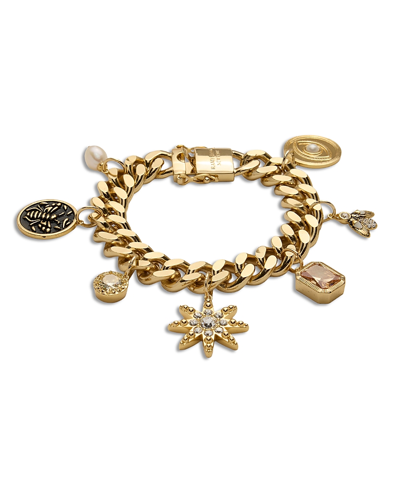 Ramy Brook Bead Charm Jewelry Cubic Zirconia, Freshwater Pearl Emma Charm Bracelet In Gold