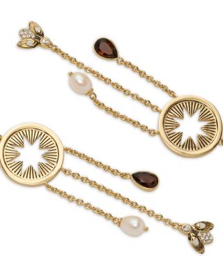Charm Jewelry Amandine Stone, Pav&eacute; & Freshwater Pearl Drop Earrings