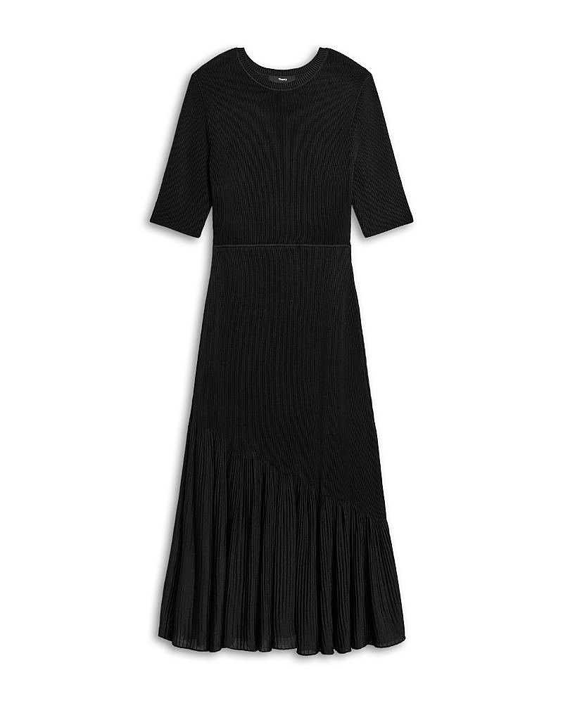 theory black midi dress NWT THEORY SCOOP RUFFLE BLACK MIDI DRESS SIZE 2 $375