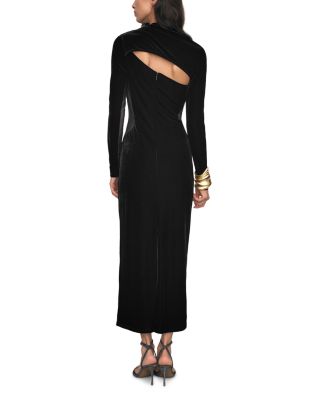 Petite Kass Sheer Panelled Velvet Midi Dress