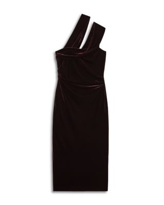 Dalia One Shoulder Velvet Midi Dress