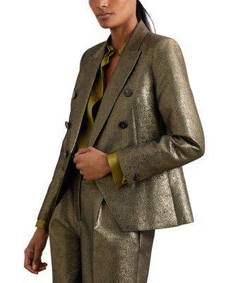 Petite Sienna Double Breasted Metallic Blazer