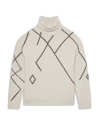 Relaxed Fit Roll Neck Argyle Sweater