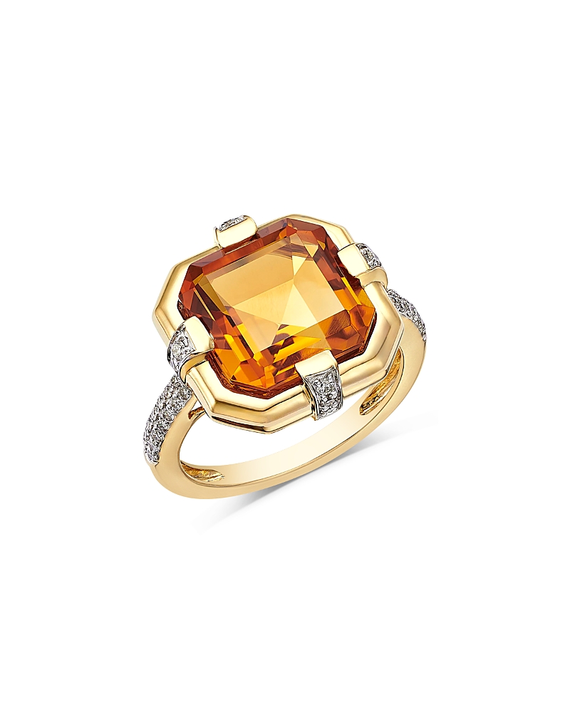 Bloomingdale's Fine Collection Citrine & Diamond Statement Ring In 14k Yellow Gold In Gold