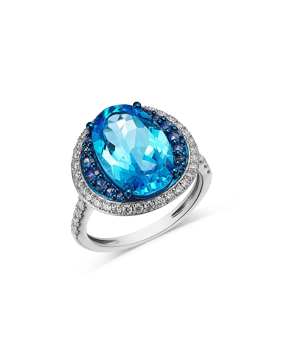 Bloomingdale's Fine Collection Swiss Blue Topaz, Blue Sapphire & Diamond Halo Ring