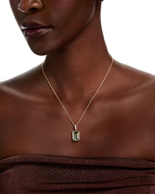 Prasiolite & Diamond Pendant Necklace in 14K Yellow Gold, 18"