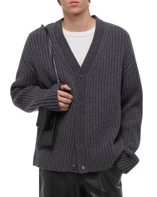 Relaxed Fit Ribbed Cardigan Sweater