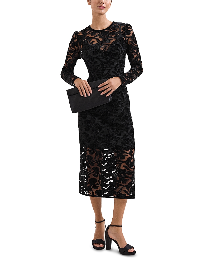 Phase Eight Womens Viktoria Lace Mesh Midi Dress Black In Black
