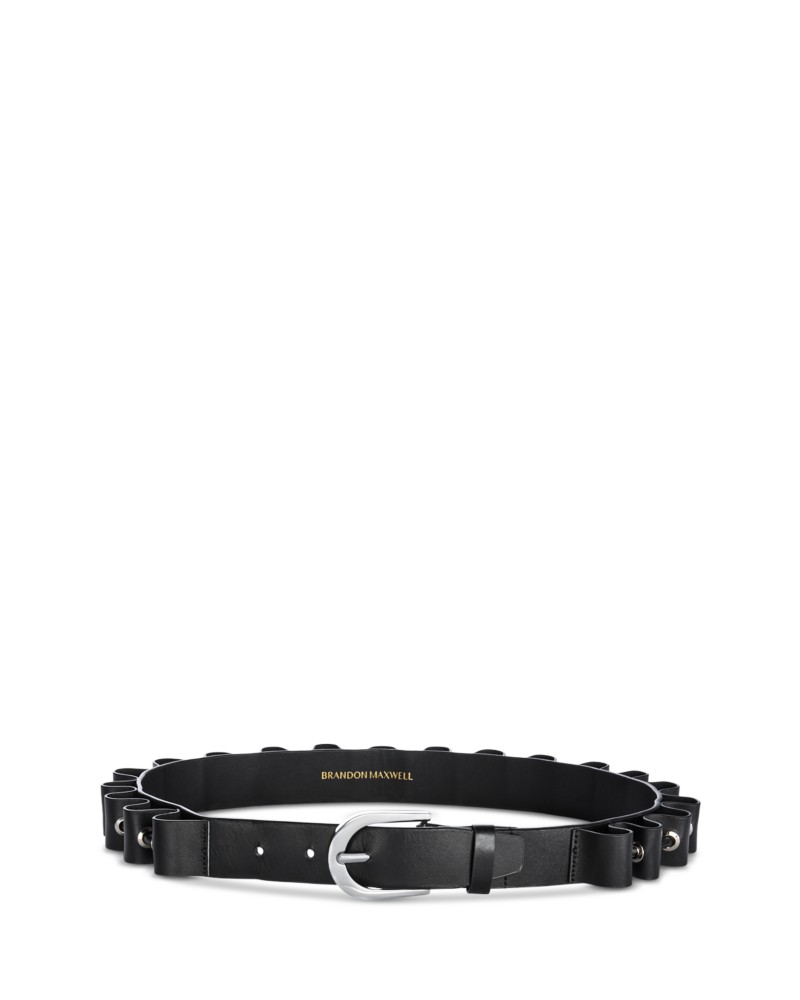 Brandon Maxwell Steele Leather Belt in Black