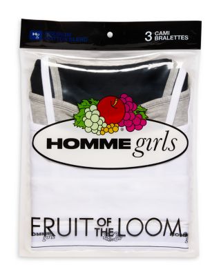 x Fruit of the Loom Cami Bralettes, Pack of 3