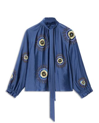 Cerere Silk Embroidered Blouse