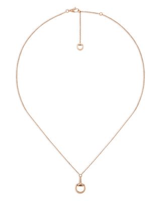 18K Rose Gold Horsebit Diamond Accent Pendant Necklace, 15.5-16.5"