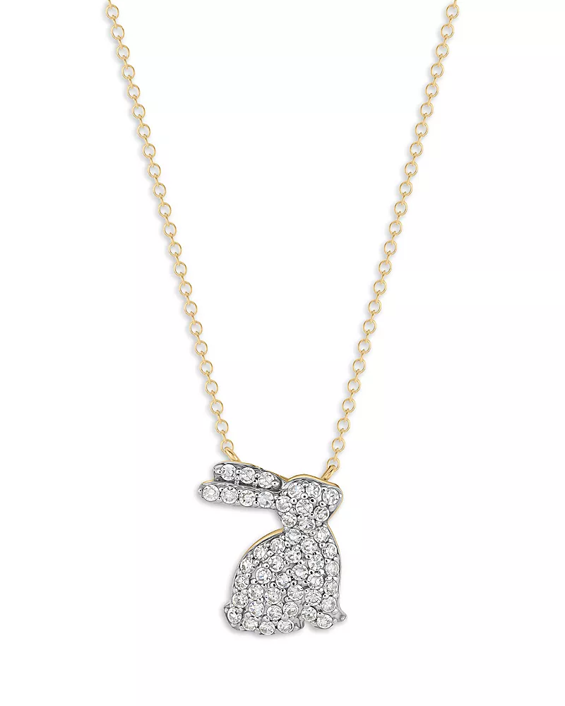 Phillips House 14K Yellow Gold Diamond Mini Bunny Necklace, 0.24 tcw