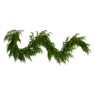Pre-Lit Artificial Real Touch Norfolk Island Pine 6' Garland with Warm White LED Lights and Natural Look